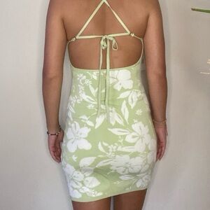 Abercrombie and Fitch NWT Jacquard Open Back Mini Dress Green Floral Large Tall